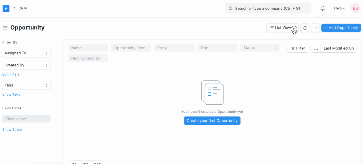Opportunity Management